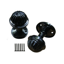 Fluted Pumpkin Mortice Door Knob Polished Black Nickel