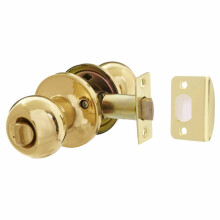 Round Top Mortice Bathroom Door Knob Set Polished Brass
