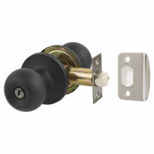 Round Top Mortice Bathroom Door Knob Set Black Matt