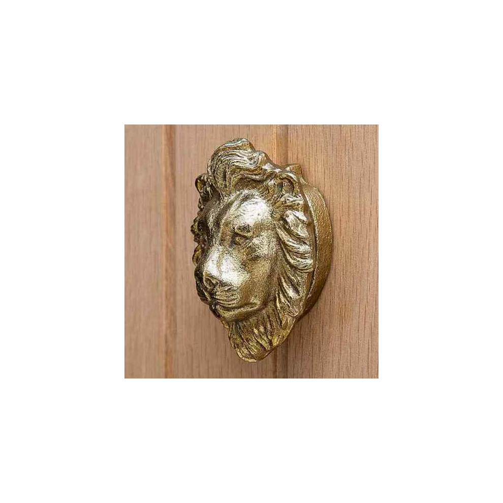 Cast Iron Metallic Lion Head Door Knocker Gold By Ironmongery World 5055979721994