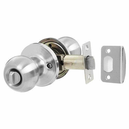Round Mortice Bathroom Door Knob Set Satin Chrome