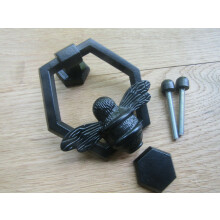 Black Antique Cast Iron Door Knocker Octagonal Bumble Bee
