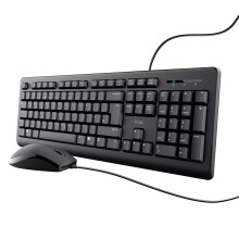 Trust Taro Wired Keyboard and Mouse Set - Qwerty UK Layout, Full-Size Keyboard, Spill-Resistant, 1.8 m Cable, USB Plug and Play, Quiet Combo for