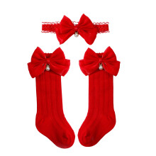 Ensemble bandeau et chaussettes à nœuds délicats,-Rouge