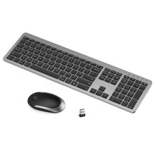 seenda Wireless Keyboard and Mouse Rechargeable, SK38-3 Ultra Slim Quiet USB Keyboard and Mouse Set for Windows Laptop PC Computer, Full-Size QWE