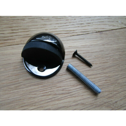Door Stop Half Round Floor Mounted Polished Black Nickel