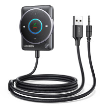 UGREEN Aux Bluetooth 5.4 Adapter for Car, Bluetooth Receiver with Dual Connection, Noise Cancellation, Build-in Mic, 3.5mm Car Bluetooth Aux Adap