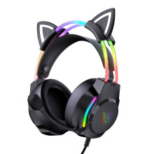 ONITOON Gaming Headset with Microphone, Cat Ears Headphones for PC/PS4/PS5/XBOX/Switch, RGB Backlight & Virtual Surround Sound, Lightweight Over