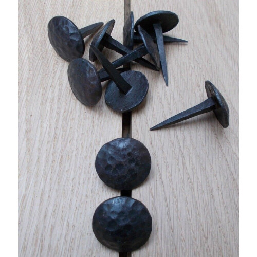 Pack of 10 Door Studs Round Hammered Black Antique