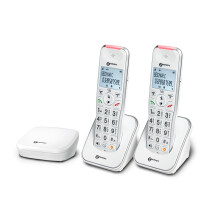 Geemarc Liberty 200 Twin, Digital Cordless Home Telephones with Small DECT Base, Hearing Aid Compatible, Easy Use 2 Cordless Handsets to Be Place