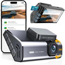 IIWEY 4K Dash Cam Front, Voice Control, Aluminum Alloy Body Car Cam, 3 Inch HD LCD Screen, Built-in WiFi, Free 64GB SD Card, Parking Monitoring,