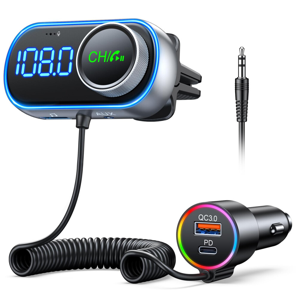 Eoiwuy Bluetooth 5.3 Car Adapter, [Hifi Bass Boost] Bluetooth Fm Transmitter With Pd 36W & Qc3.0 18W, Wireless Radio Handsfree Car Kit, Voice Ass 8672200398410