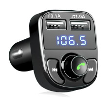 FM Transmitter, Bluetooth Wireless Car Adapter Kit with 2 USB Ports Car Charger MP3 Player Support TF Card & Disk