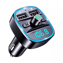 FM Transmitter, Bluetooth Wireless Radio Adapter Car Kit with 2 USB Ports Fast Car Charger MP3 Player Support TF Card & Disk- Wireless Bluetooth
