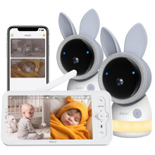 ARENTI 2K Wifi Baby Monitor 2 Cameras,Split Screen,App&Monitor Contorl,Smart,Temp&Humidity Sensor,720P 5-inch HD Display,Lullabies,Motion&Cry Det