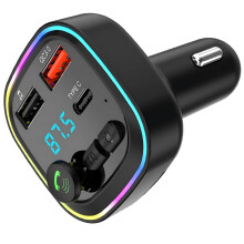 Bluetooth 5.4 FM Transmitter Car Adapter, PD 36W & QC 3.1 Car Cigarette Lighter Multi Socket Fast Charge, Dual USB+1 Type-C Radio Receiver FM Tra