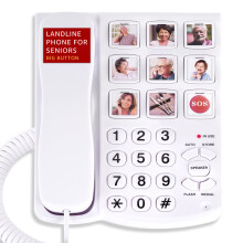 Uvital Corded Landline Phones for Elderly, Big Button Telephone for Home/Hotel/Office, Desk Telephone with One-Touch Speed Dialling, Hands-Free,