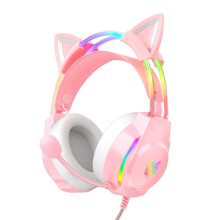 ONITOON Gaming Headset with Cat Ears, RGB Backlight Headphones for PC/PS4/PS5/XBOX/Switch with Noise Cancelling Mic- Virtual 7.1 Surround Sound,