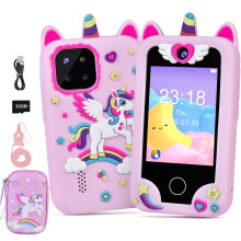 Elecoutek Kids Smart Phone for Girls, Toddler Unicorn Phone Toys for 3-10 Year Old Girl, Kids Mobile Phone Toy with Dual Cameras, 2.8 Inch Touchs