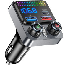 GizmoVine Bluetooth 5.4 FM Transmitter for Car, 48W Car Charger [PD 30W & QC3.0 18W], Wireless Radio Adapter with CVC Noise Cancelling Mic, Deep