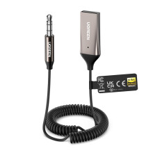 UGREEN Bluetooth 6.0 Aux Adapter,LDAC Car Bluetooth Receiver,Hi-Res Gold Certification USB Audio Adaptor with 3.5mm Jack Music Streaming Built-in