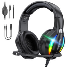 Krysenix PG1 RGB Gaming Headset for PS4, PS5, PC, Switch, Xbox, Headset with LED and Gaming Headphones with Microphone, Noise Cancelling Headphon