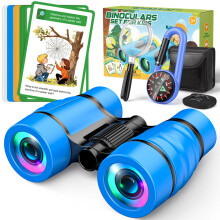Outdoor Toys for 3-9 Year Old BoysBinoculars for Kids with Fun 25 Explore Cards,Compass, Magnifying Glass-Garden Games 3-9 Year Old Boys Gifts B