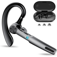 Bluetooth Headset V5.4, 60H Talk Hands Free Car Phone Kit, Bluetooth Earpiece with Microphone, Single Wireless Headset with LED Charging Case, Wi
