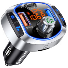 GizmoVine FM Transmitter for Car with 81W Fast Charge (PD 45W & QC3.0 36W), Bluetooth 5.4 Wireless Radio Adapter, Hands-Free Calling, Siri/Google