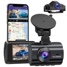 4K Dash Cam Front and Rear Built in WiFi GPS Free 64GB Card UHD 2160P Night Vision WDR 170 Wide Angle 24H Parking Monitor