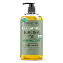 MAJESTIC PURE USDA Organic Jojoba Oil - 100% Pure Cold Pressed Hexane Free for Skin, Hair, Nails - Moisturizing Skin, Hair and Scalp - 236 ml