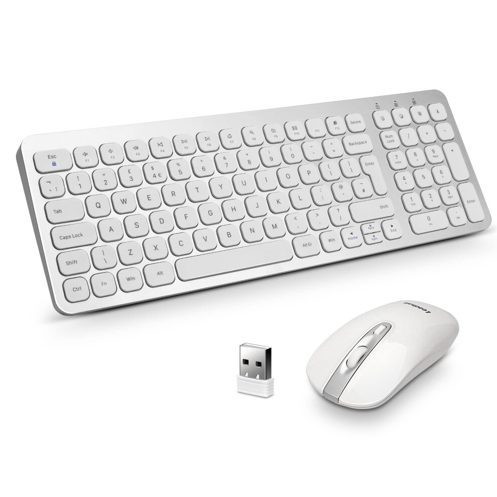 Leadsail Wireless Keyboard And Mouse Set, Wireless Usb Mouse And Compact Computer Keyboards Combo, Qwerty Uk Layout For Hp/Lenovo Laptop And Mac- 8675144084418