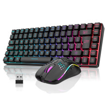 RedThunder K84 75% Wireless Gaming Keyboard and Mouse Rainbow Backlight UK Layout 85 Keys TKL Ultra Compact Mini Design Lightweight Honeycomb Gaming