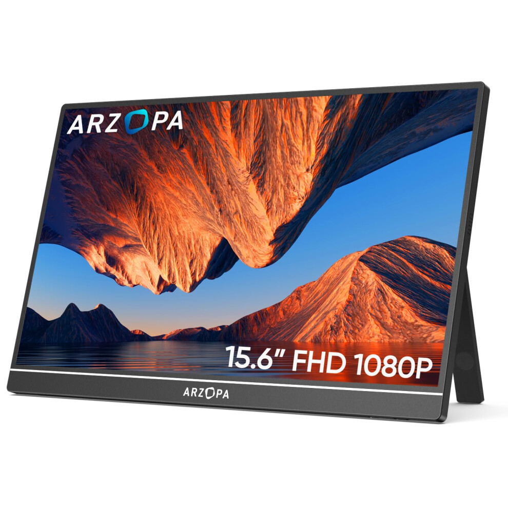 Arzopa Portable Monitor 15.6" 19201080 Fhd Ips Portable Monitor For Laptop With Kickstand, Ultra-Slim Second Screen For Laptop/Pc/Mac/Ps3/4/5/Xb 8672612757836
