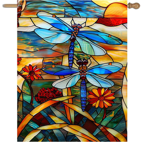 Dragonfly Garden Flag 28x40 in Double-Sided