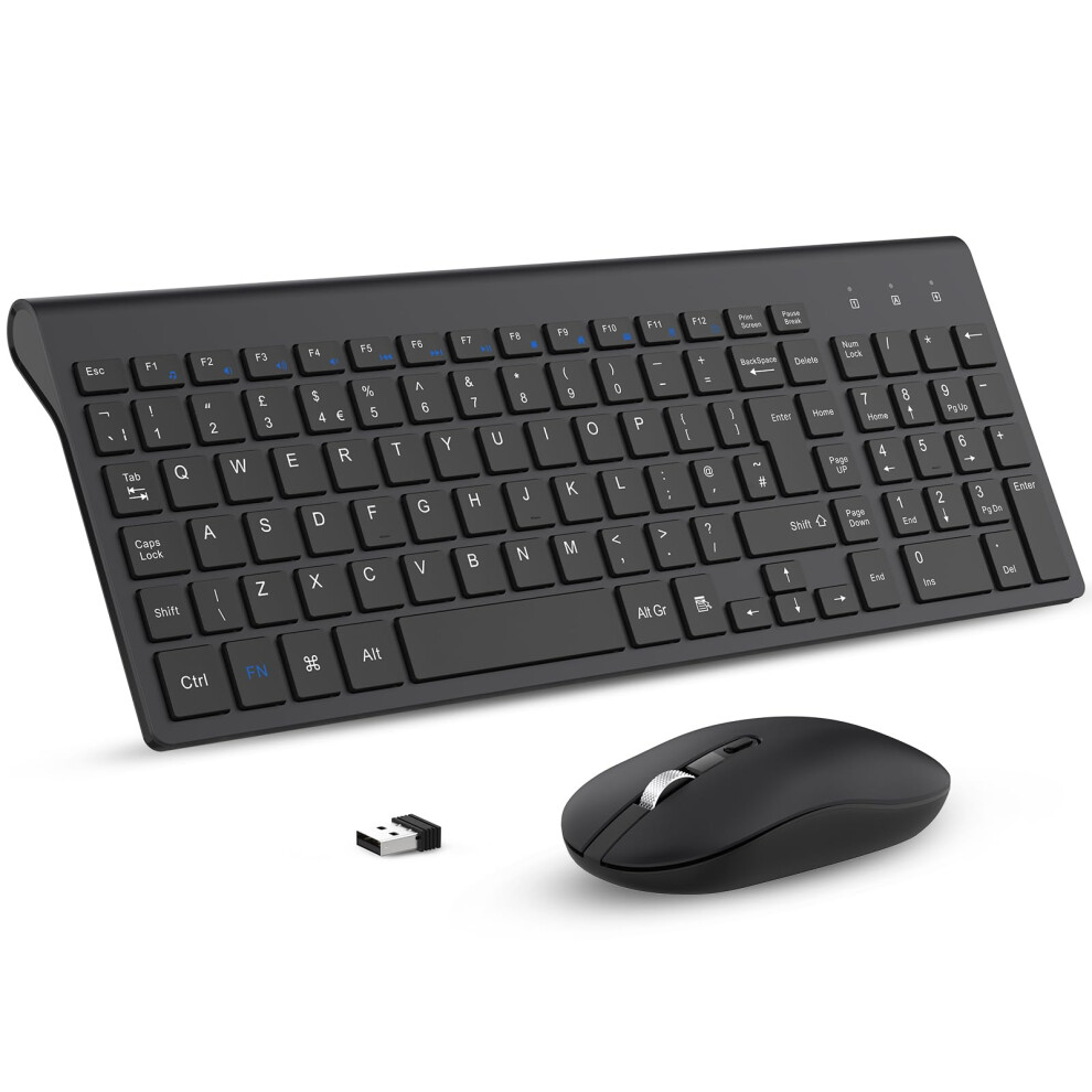 Wireless Keyboard Mouse Combo, Cimetech 2.4G Ultra-Thin Keyboard And Mouse Set With Sleek Ergonomic Silent Design & Stable Connection For Windows Pc 4670728002035