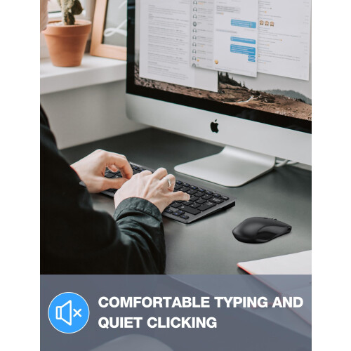 TeckNet TECKNET Mini Wireless Keyboard and Mouse Set, 2.4G Cordless USB, Grey 2