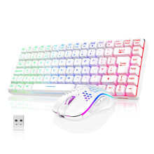 RedThunder K84 75% Wireless Gaming Keyboard and Mouse Rainbow Backlight UK Layout 85 Keys TKL Ultra Compact Mini Design Lightweight Honeycomb Gaming