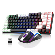RedThunder K84 75% Wireless Gaming Keyboard and Mouse Rainbow Backlight UK Layout 85 Keys TKL Ultra Compact Mini Design Lightweight Honeycomb Gaming
