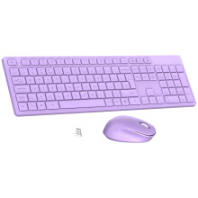 LeadsaiL Wireless Keyboard and Mouse Set, 2.4GHz USB Computer Keyboards and Mouse Combo, Full Size UK QWERTY Layout, Ergonomic Design with 12 Mul