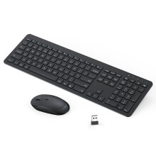 seenda Wireless Keyboard and Mouse Rechargeable, SK38-3 Ultra Slim Quiet USB Keyboard and Mouse Set for Windows Laptop PC Computer, Full-Size QWE