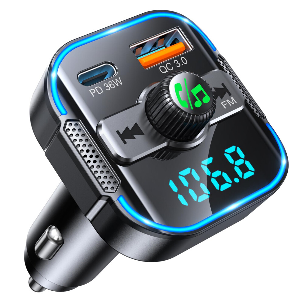 Glangeh 2026 Upgraded Bluetooth 5.3 Car Adapter?Pd 36W+Qc3.0 18W?, 2-In-1 Bluetooth Fm Transmitter 8675950845302
