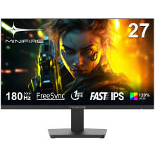 Minifire 27 Inch 180Hz Gaming Monitors, Full HD 1080p Fast IPS Panel, 1ms GtG, 120% sRGB, Adaptive Sync, AI Crosshair, Blacklevel, Game Timer, VE