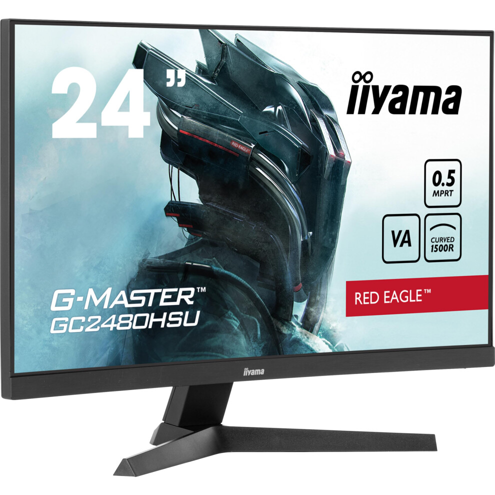 Iiyama G-Master Gc2480hsu-B1 23.6 Inch 180Hz Curved Hd Pro-Gaming Display, 0.5Ms (Mprt) Va Lcd With Freesync, Full Hd 1920X1080, 2 X Hdmi, 1 X Di
