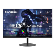 FeuVision 22inch Computer Monitor, FHD 1080p, 100Hz PC Monitor, 4ms Response Time, 3-Sided Frameless, Ultra Slim, VESA Mountable, Anti-Blue Light
