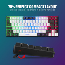 RedThunder K84 75% Wireless Gaming Keyboard and Mouse Rainbow Backlight UK Layout 85 Keys TKL Ultra Compact Mini Design Lightweight Honeycomb Gaming