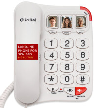 ???Big Button Telephone with Loud Volume, Uvital Speed Dialing Landline for Elderly, Support Adjustable Volume Loud for Hard of Hearing