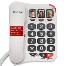 ???Big Button Telephone with Loud Volume, Uvital Speed Dialing Landline for Elderly, Support Adjustable Volume Loud for Hard of Hearing
