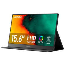 KOORUI E1511A Portable Monitor, 15.6 Inch 1920 x 1080 FHD IPS Second Screen with Built-in Speakers for Laptop, PC, Mac, Xbox, PS5/4, USB Type C &