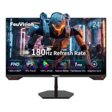 FeuVision 24inch Gaming Monitor 180Hz, FHD 1080p, IPS Panel, 0.5ms Response Time, Adaptive sync, PC Computer Monitor, 3-Sided Frameless, Ultra Sl